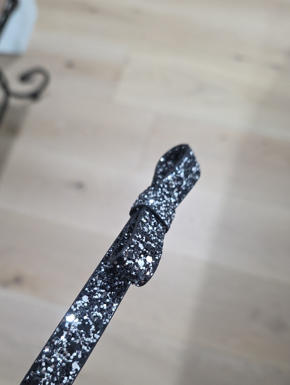 Kate Spade Black Glitter Bow Belt